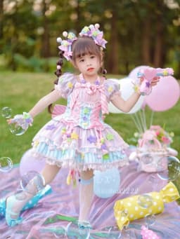 Summer Multicolor girl Backless Lolita Ball Gown Dress kid Princess Stripe Bow Birthday Party dresses Child Performance Clothing