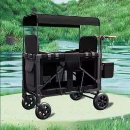 Twin Baby Stroller Children's Outdoor Camping Travel Stroller Children's Camping Stroller High View, Foldable, with Sunshade
