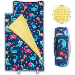 Nap Mats for Preschool Slumber Bags for Boys Girls Toddler Bedding Sleeping with Removable Pillow and Fleece Blanket Cartoon