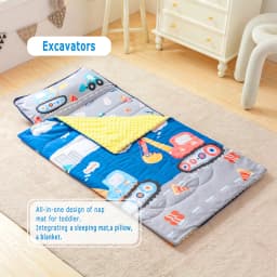 Nap Mats for Preschool Slumber Bags for Boys Girls Toddler Bedding Sleeping with Removable Pillow and Fleece Blanket Cartoon