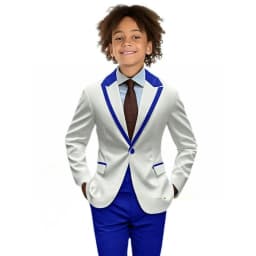 Popular Boy's Color blocked Suits 2 Pieces Jacket Pants For Birthday Party One Button Kids Suit Set Wedding Guest Tuxedo 2-20T