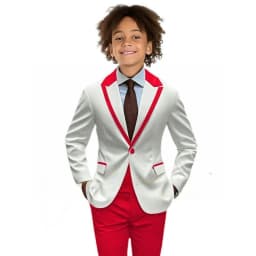 Popular Boy's Color blocked Suits 2 Pieces Jacket Pants For Birthday Party One Button Kids Suit Set Wedding Guest Tuxedo 2-20T
