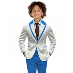 Popular Boy's Color blocked Suits 2 Pieces Jacket Pants For Birthday Party One Button Kids Suit Set Wedding Guest Tuxedo 2-20T