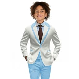 Popular Boy's Color blocked Suits 2 Pieces Jacket Pants For Birthday Party One Button Kids Suit Set Wedding Guest Tuxedo 2-20T