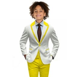 Popular Boy's Color blocked Suits 2 Pieces Jacket Pants For Birthday Party One Button Kids Suit Set Wedding Guest Tuxedo 2-20T