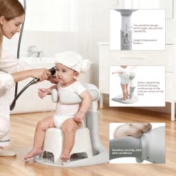 Baby Bath Stand, Baby Bath Assistant,Bath Support with Adjustable Height & Armrest, Removable, Bath Rack with Anti-Slip Base