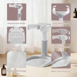 Baby Bath Stand, Baby Bath Assistant,Bath Support with Adjustable Height & Armrest, Removable, Bath Rack with Anti-Slip Base