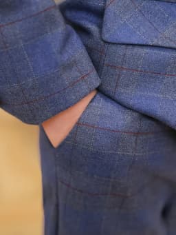 Flower Boys Blue 5Pieces/Set Jacket Vest Pants Tie Brooch Wedding Dress Kids Ceremony Costume Children Birthday Outfit Suit