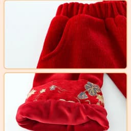 Girls Hanfu Suits Winter Children Tangsuit Traditional Chinese New Year Customes Kids Thicken Warm Red Coat+Pants 2 Pieces Sets