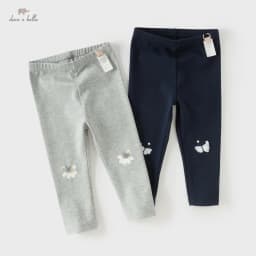 Dave Bella Girls Leggings Spring Autumn Kids Fashion Cotton Pants Cute Print Elastic Outdoor Trousers Children Clothes DB1260574