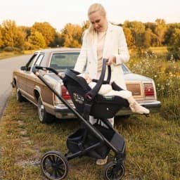 Pink Multifunctional Baby Stroller Travel System Lightweight Frame Folding Gray with Car Seat Carrycot - Easy to Carry