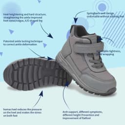 Princepard Orthopedic Sneakers for Kids & Toddlers High Top Black School Shoes with Arch And Ankle Support Corrective Casual