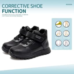 Princepard Orthopedic Sneakers for Kids & Toddlers High Top Black School Shoes with Arch And Ankle Support Corrective Casual