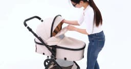 Foldable Infant Pram with Large Basket, Zippered Canopy & Adjustable Handle, 2-in-1 Baby Carriage for Daily Walks