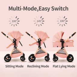 Foldable Infant Pram with Large Basket, Zippered Canopy & Adjustable Handle, 2-in-1 Baby Carriage for Daily Walks