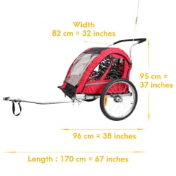 FLUID BT511 Children's Bicycle Trailer Breathable Safe Foldable Suitable for All Bicycles Convenient Storage Suitable for Children Aged 1-2 Children's Bicycle Trailer Shock Absorbing Tires