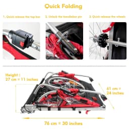 FLUID BT511 Children's Bicycle Trailer Breathable Safe Foldable Suitable for All Bicycles Convenient Storage Suitable for Children Aged 1-2 Children's Bicycle Trailer Shock Absorbing Tires