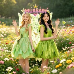 Muababy Tinker Bell Style Fairy Gown for Girls with Glitter Wings Flower Elf Costume Carnival Party Outfit Kids Toddler 2-8Y
