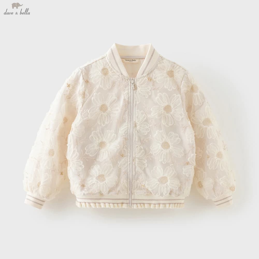 Dave Bella Girls Baby Floral Baseball Outerwear Tops Spring Autumn Casual Jacket Sweet Cute Children Coat Outdoor DK1261086