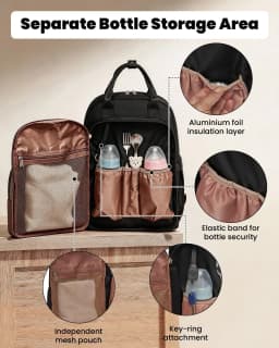 Miss Lulu Multifunction Diaper Backpack, Large Nappy Bag with Stroller Straps, Insulated Pockets & Wet-Dry Separation for Travel