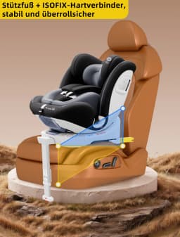 AP03 KL005 Child Seat Baby Car Seat 360° Rotatable ISOFIX ECE, 0-12 Years / 9-36 kg / 5-point Belt / 40-150cm