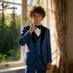 Sage Green Boys 3Pcs Suit Velvet Lapel Jacket Vest Pants Toddler Page Boy Outfit 3T-14T Wedding Birthday Graduation Costume