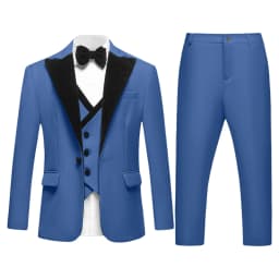 Sage Green Boys 3Pcs Suit Velvet Lapel Jacket Vest Pants Toddler Page Boy Outfit 3T-14T Wedding Birthday Graduation Costume