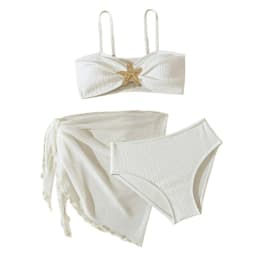 Teen Girl's Swimsuit 3pcs Bikini Set Bathing Suit for Girls 7-16 Years Thin Straps Summer Outfits  Beach Swimwear Soild Color