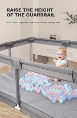 Baby Playpen Playpen for Baby Baby Playground Baby Fence Baby Play Yard Baby Activity Fence Playpen for Children Kids Activity Center Baby Park Ball Pit Play Zone Baby Safety Fence, Breathable Mesh 66CM High Steel Frame Zipper Gate Indoor Outdoor