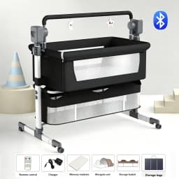 Bluetooth Electric Baby Bed Baby Cradle Bassinet Crib Cot Sleeper Bed Automatic Rocking Infant Swing Remote Control Timer Portable Baby