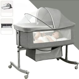 3 in 1 Baby bed Nursery Bed with Mosquito Net Large Storage Bag Changing Bed Height Adjustable Travel Portable Crib Newborn Baby Boys & Girls