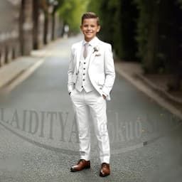 Chic Children's Suit Beige Single Breasted Blazer Vest Pants Kids Wedding Pageant Party Prom Outfit Formal Boys Suit 3 Piece
