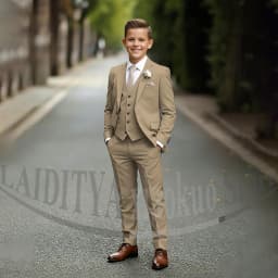 Chic Children's Suit Beige Single Breasted Blazer Vest Pants Kids Wedding Pageant Party Prom Outfit Formal Boys Suit 3 Piece