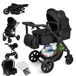 Convertible Baby Pram 3 in 1 Stroller Pushchair Travel System Lightweight High Landscape Design Reversible Seat Comfortable Reclining Backrest Large Sun Canopy Smooth Suspension Wheels for Newborn with 6 Free Gifts