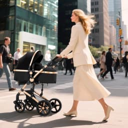 Convertible Baby Pram 3 in 1 Stroller Pushchair Travel System Lightweight High Landscape Design Reversible Seat Comfortable Reclining Backrest Large Sun Canopy Smooth Suspension Wheels for Newborn with 6 Free Gifts
