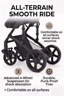 Convertible Baby Pram 3 in 1 Stroller Pushchair Travel System Lightweight High Landscape Design Reversible Seat Comfortable Reclining Backrest Large Sun Canopy Smooth Suspension Wheels for Newborn with 6 Free Gifts