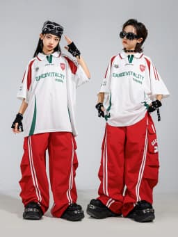 Children's Hip Hop Street Dance Outfit Set Dance Performance Clothes for Boys And Girls Short Sleeve Long Pants Dance Costume