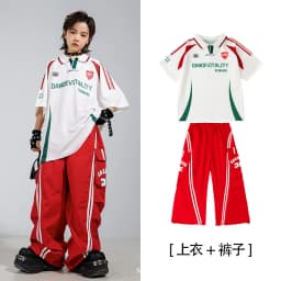 Children's Hip Hop Street Dance Outfit Set Dance Performance Clothes for Boys And Girls Short Sleeve Long Pants Dance Costume