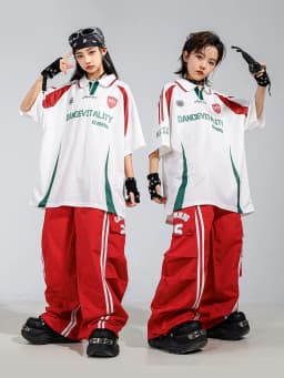 Children's Hip Hop Street Dance Outfit Set Dance Performance Clothes for Boys And Girls Short Sleeve Long Pants Dance Costume