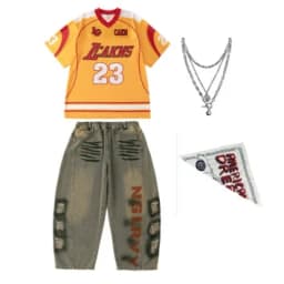 Children's Hip Hop Street Dance Outfit Set Dance Performance Clothes for Boys And Girls Short Sleeve Long Pants Dance Costume