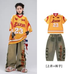 Children's Hip Hop Street Dance Outfit Set Dance Performance Clothes for Boys And Girls Short Sleeve Long Pants Dance Costume