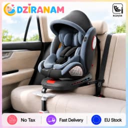 ISOFIX Child Safety Seat with Top Tether Alarm 5-Point Harness and Side Impact Protection I-Size R129 40-150cm Car Seat 360° Swivel Reinforced Shell Adjustable Headrest 4 Recline Positions for Baby Toddler Kids