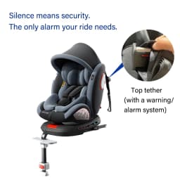 ISOFIX Child Safety Seat with Top Tether Alarm 5-Point Harness and Side Impact Protection I-Size R129 40-150cm Car Seat 360° Swivel Reinforced Shell Adjustable Headrest 4 Recline Positions for Baby Toddler Kids