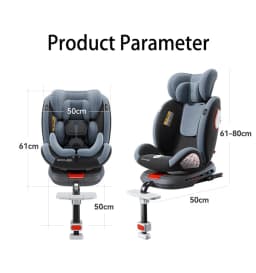 ISOFIX Child Safety Seat with Top Tether Alarm 5-Point Harness and Side Impact Protection I-Size R129 40-150cm Car Seat 360° Swivel Reinforced Shell Adjustable Headrest 4 Recline Positions for Baby Toddler Kids
