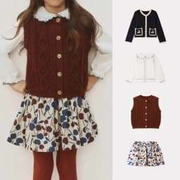Pre-sale(ship September) 2026 BP Vest Autumn Baby Girls Print Dress Handmade Crochet Cardigan for Girls Kids Shirts & Skirts Set
