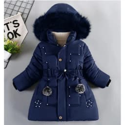 ZOETOPKID Thick Keep Warm Winter Girls Jacket Detachable Hat Plush Collar Hooded Padded Lining Coat for Kids Children Outwear