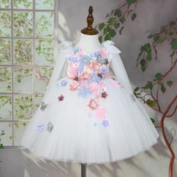 2026 Kids Handmade 3D Applique Tulle SleevelessPrincess Wedding Flower Girl Party Banquet Clothes Dress New Children Girls Gown