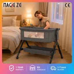 Multifunctional Baby Crib Convertible Toddler Bed Portable Infant Cradle Bassinet Co Sleeper Spliced Large Bed Next to Me Crib Anti Choking Milk 5 Tilt Spinal Protection Newborn Sleep Shaker Cot with Mattress Mosquito Net Wheels
