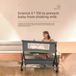 Multifunctional Baby Crib Convertible Toddler Bed Portable Infant Cradle Bassinet Co Sleeper Spliced Large Bed Next to Me Crib Anti Choking Milk 5 Tilt Spinal Protection Newborn Sleep Shaker Cot with Mattress Mosquito Net Wheels