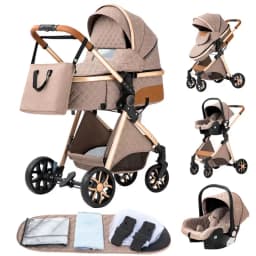 Top Grade 3-in-1 High View Four-Wheel Foldable Shock-Absorbing Infant Carriage, Custom Breathable Anti-mosquito Net As Free Gift To Prevent Newborns From Mosquito Bites Outdoors